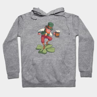 Drinking Leprechaun Dancing on a Shamrock Hoodie